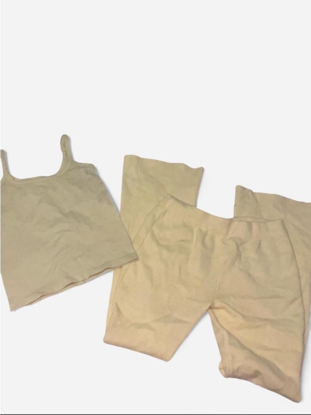 Butter Yellow Cotton Tank Top and Flare Pants Set